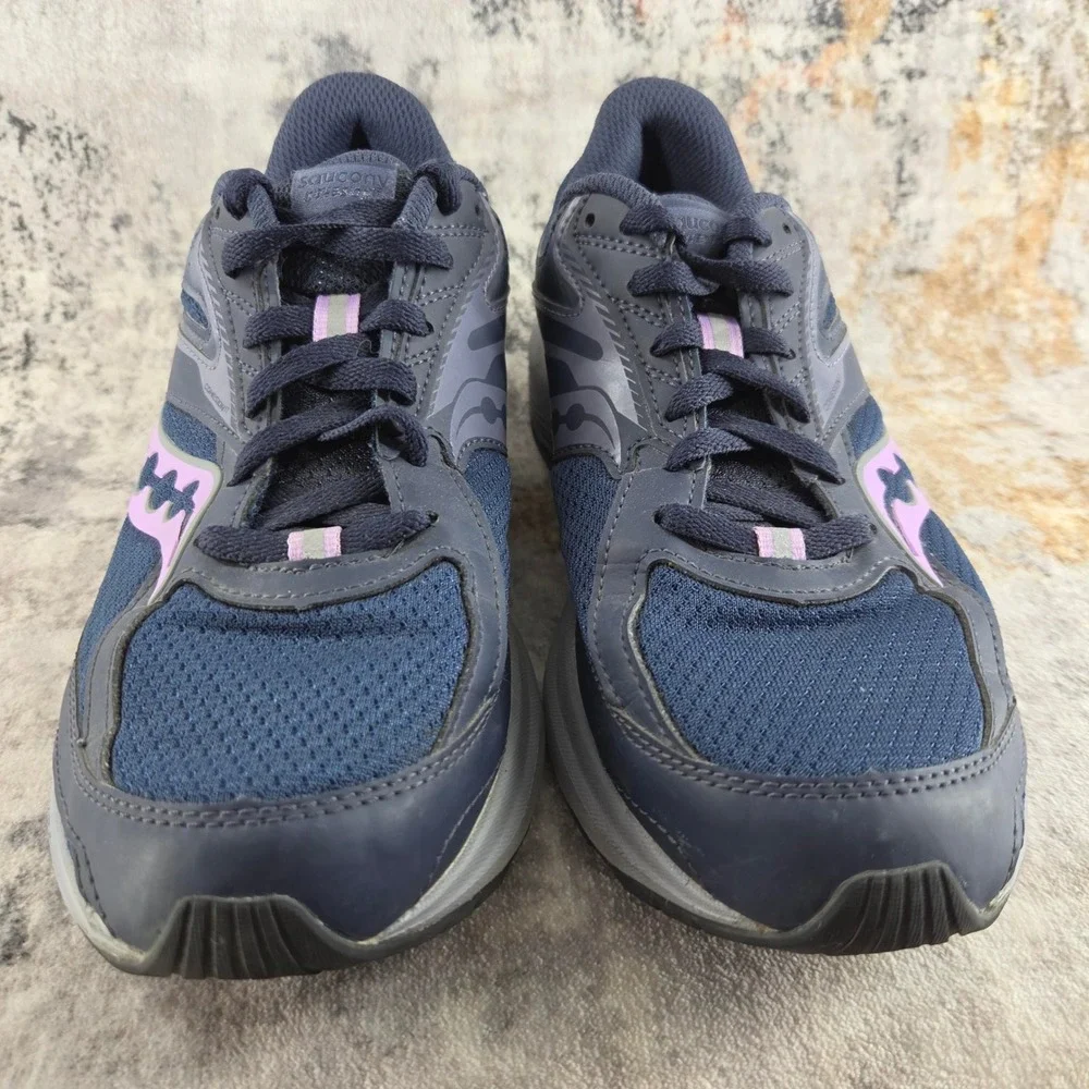 Saucony Cohesion 17 Running Shoes Womens 8.5 Wide Navy Blue Lilac S10944-209